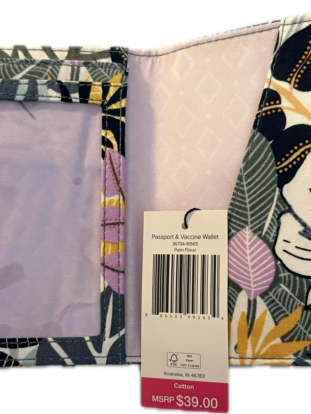 Vera Bradley Passport & Vaccine Wallet - Palm Floral NWT